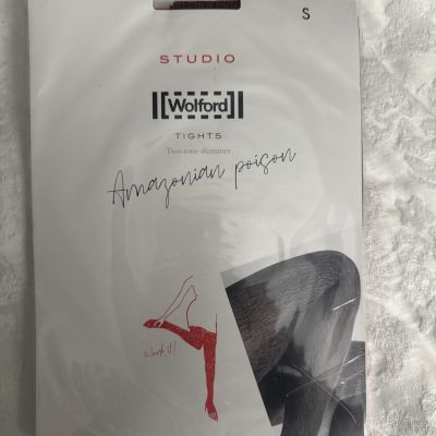 Wolford Women’s Studio Black Red Rust Tights Size Small